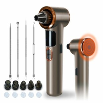Electric acne removal tool set with various attachments.