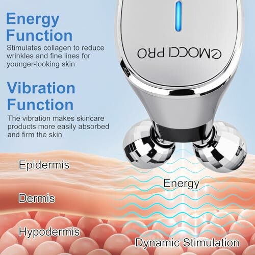AMOCCI PRO facial massager with energy and vibration functions for skincare.