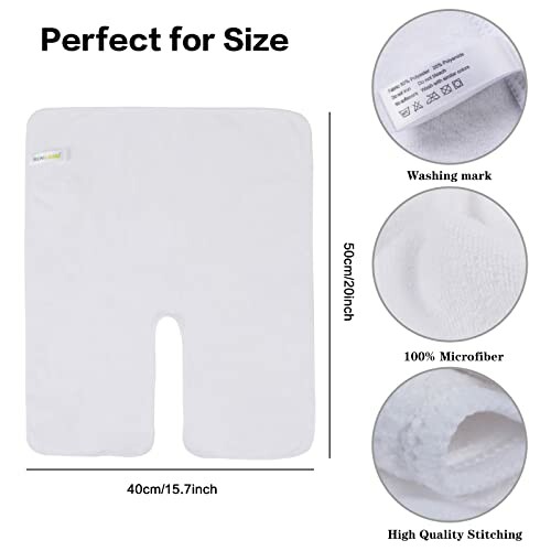White bath kneeler pad with size dimensions and features.