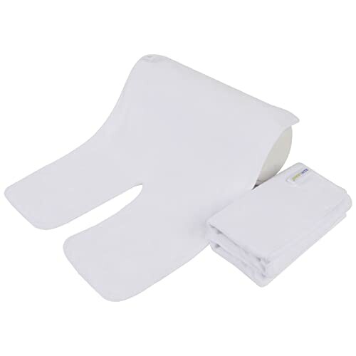 White baby bath support mat with towel.