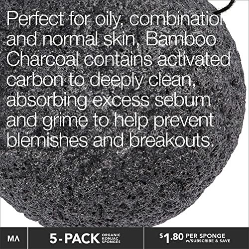 Bamboo charcoal konjac sponge for oily, combination, and normal skin.