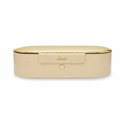 Beige Sonix UV sanitizer box with gold accents