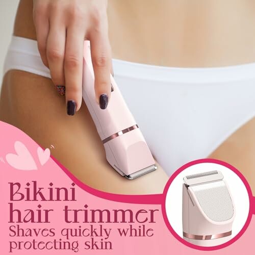 Person using a bikini hair trimmer on skin