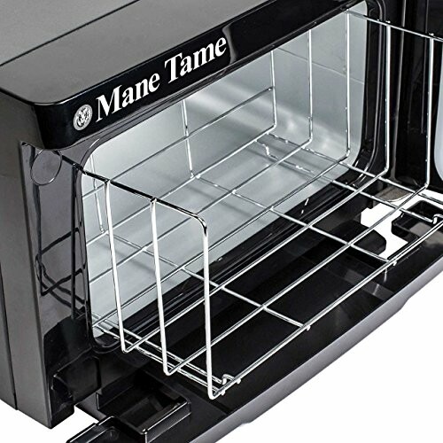 Open black hair dryer compartment