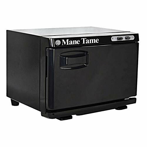 Black towel warmer appliance with brand label