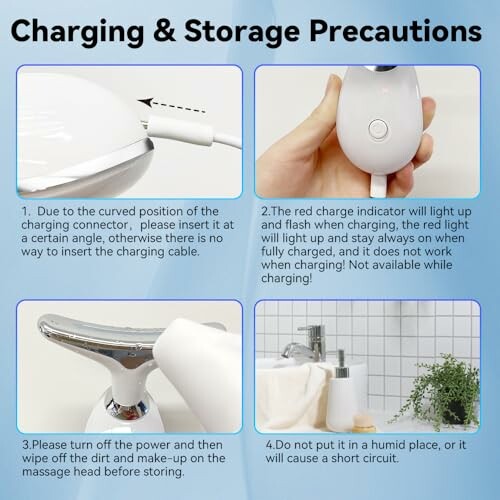 Instructions for charging a device safely.