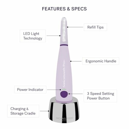 A close-up of the Sonicsmooth Pro+ Dermaplaning System's dermaplaning system and microdermabrasion tips.