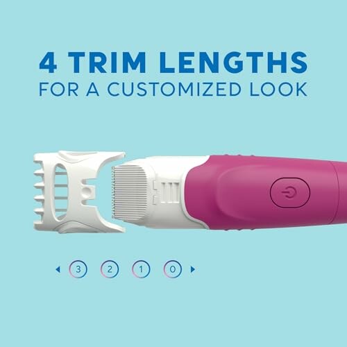 Electric trimmer with four trim length settings and attachment.