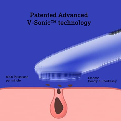 Facial cleansing brush with V-Sonic technology illustration.