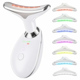 Neck and Face Massager, 7-in-1 Face Sculpting Tool for Skin Care and Double Chin with Vibration, Thermal (White)