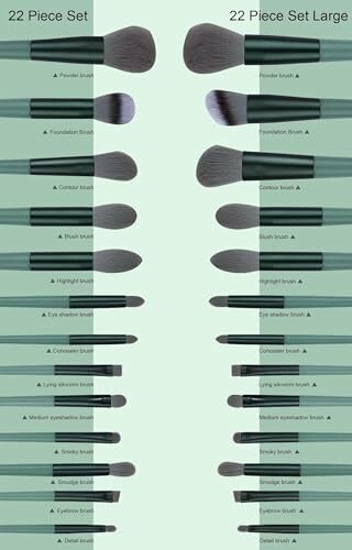 Comparison of 22-piece and large makeup brush sets.