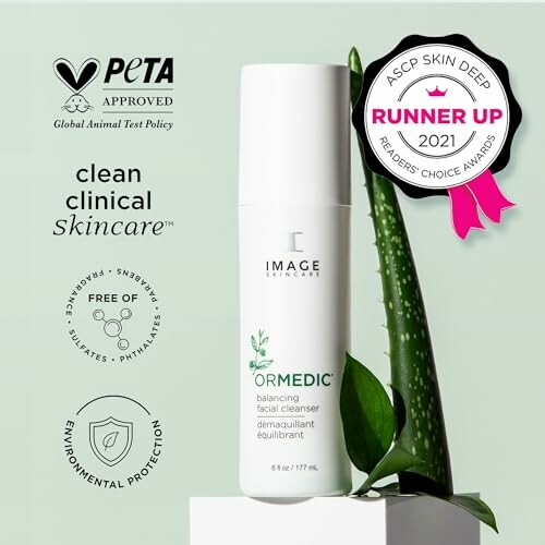 Ormedic balancing facial cleanser with award and PETA approval