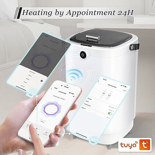 Smart heater with app control for scheduling and adjustments.