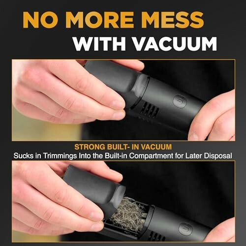 Hair trimmer with built-in vacuum for mess-free trimming.