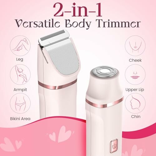 2-in-1 versatile body trimmer for various body areas.